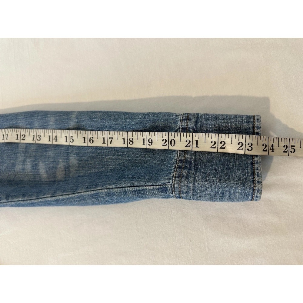J Crew Womens Size 2 Blue Denim Shirt LS Pearl Snap Western Boho Prairie Cottage - Picture 8 of 9
